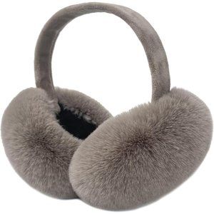 Faux Fur Grey Cute Foldable Warmers Outdoor Winter Ear muffs